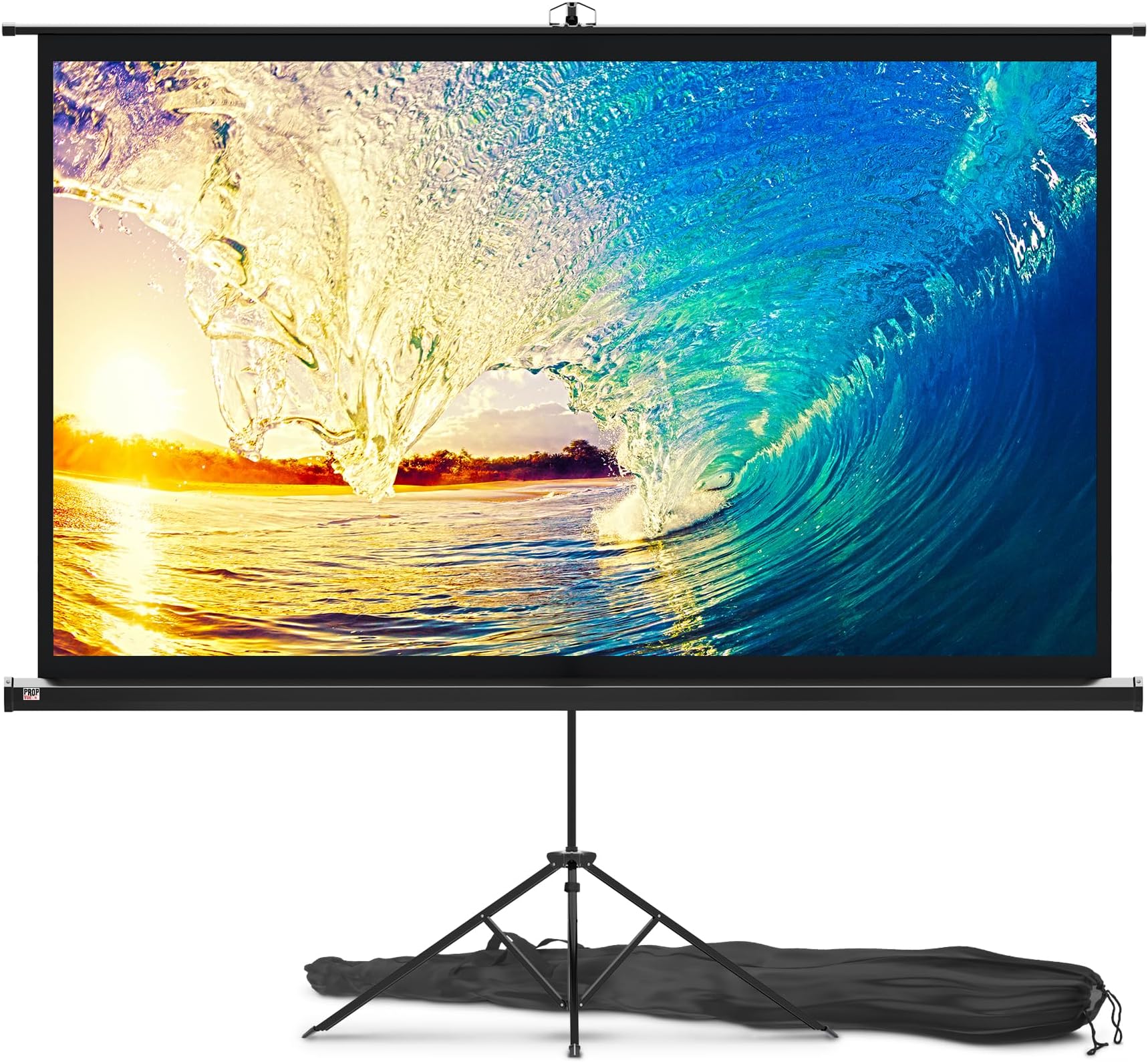 Projector Screen with Stand 84 inch - Indoor and Outdoor Projection Screen for Movie or Office Presentation - 16:9 HD Premium Wrinkle-Free Tripod Screen for Projector with Carry Bag and Tight Straps