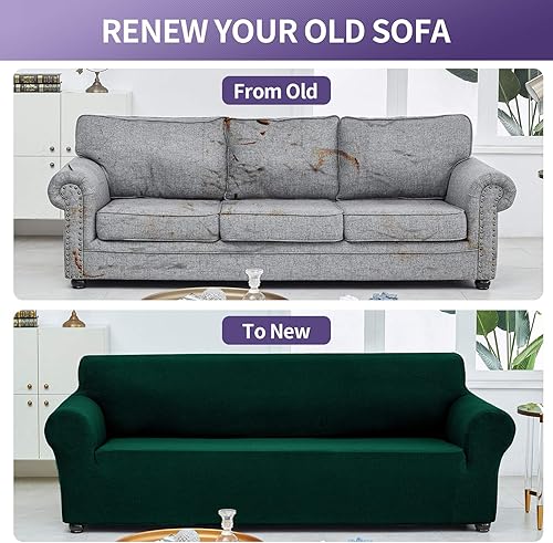 Miniatura 6 de Joccun - Funda elástica para sofá biplaza, funda protectora de muebles de 1 pieza para sofá de 2 cojines, de elastano, jacquard, lavable, para sala