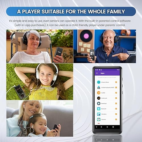 Miniatura 6 de Reproductor MP3MP4 de 144 GB con Bluetooth y WiFi 0.138 in Android Cuerpo de metal Excelente sensación de mano Jack Auriculares 4 "FHD pantalla