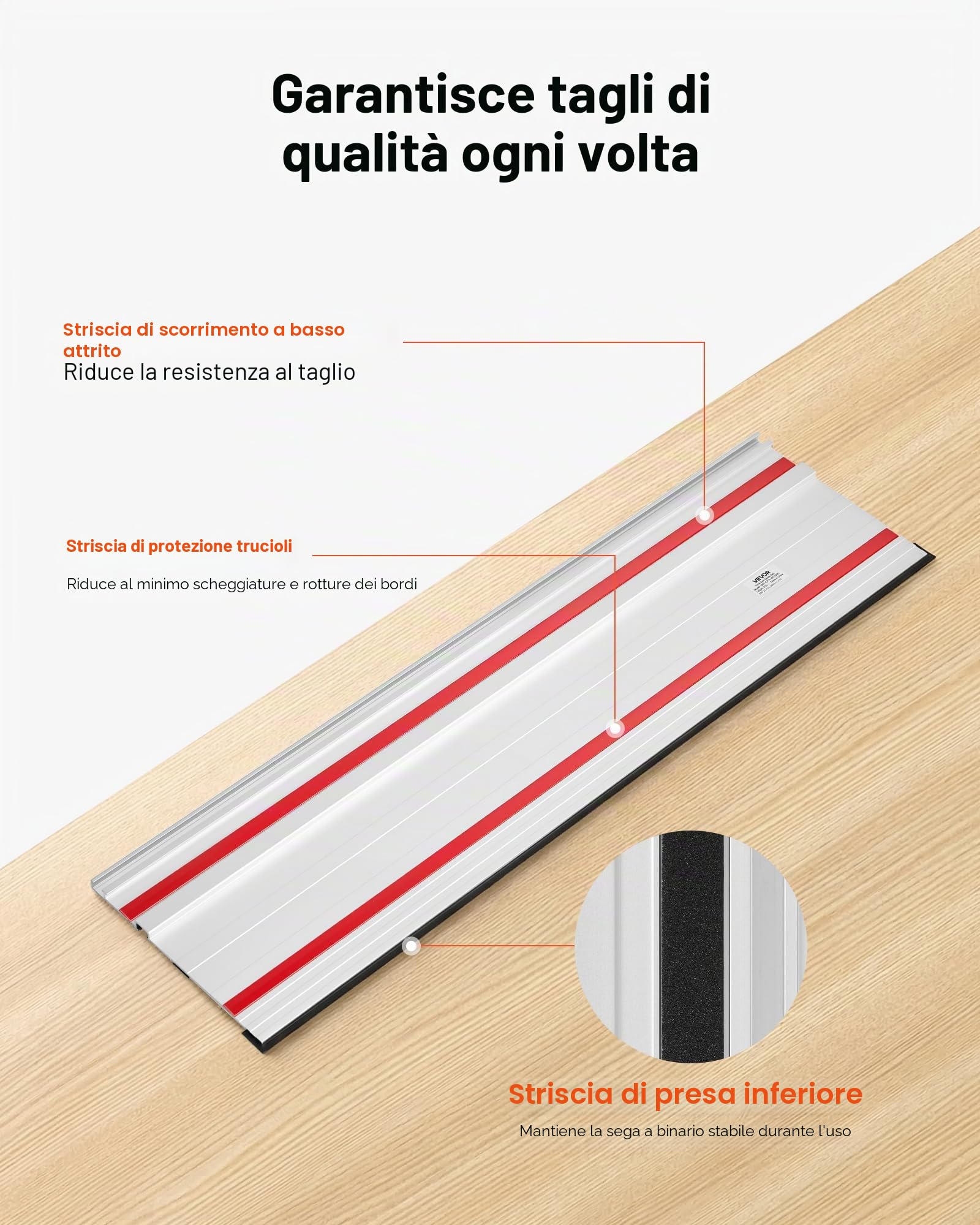 VEVOR Binario di Guida per Troncatrice Circolare Lunghezza Guida 698,5 mm Set 4 Guide in Alluminio 3 Connettori, Set di Guide per Seghe Circolari per Lavorazione del Legno per Fai-da-te Falegnameria
