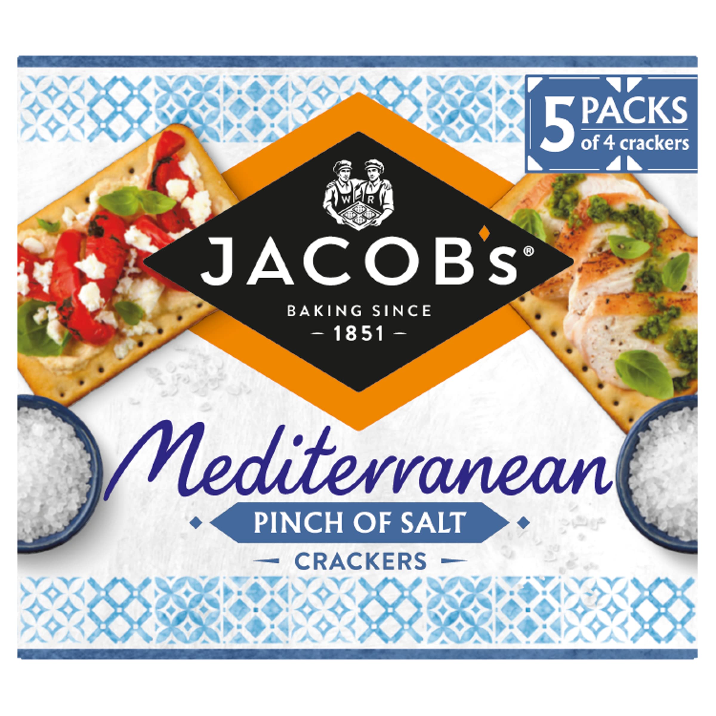 JACOB'S Mediterranean Crackers, Pinch of Salt, 20 Crackers in a Pack, 190 g (Pack of 1)