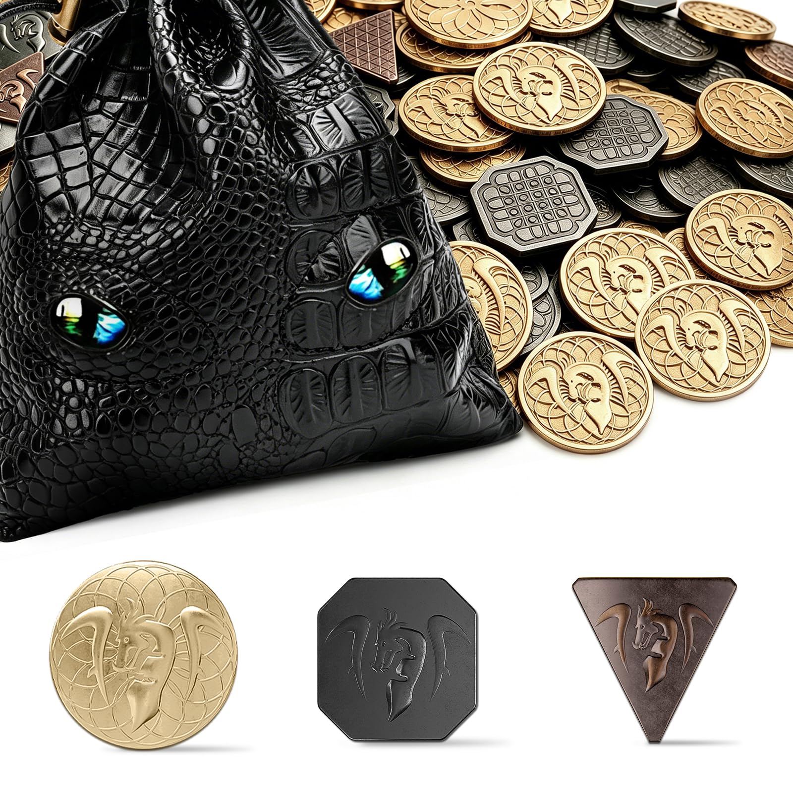 120 piezas de monedas DND de metal plateado y cobre para fichas DND, accesorios DND para jugadores de juegos de mesa DND, monedas falsas de ojos coloridos para juegos de mesa de cosplay