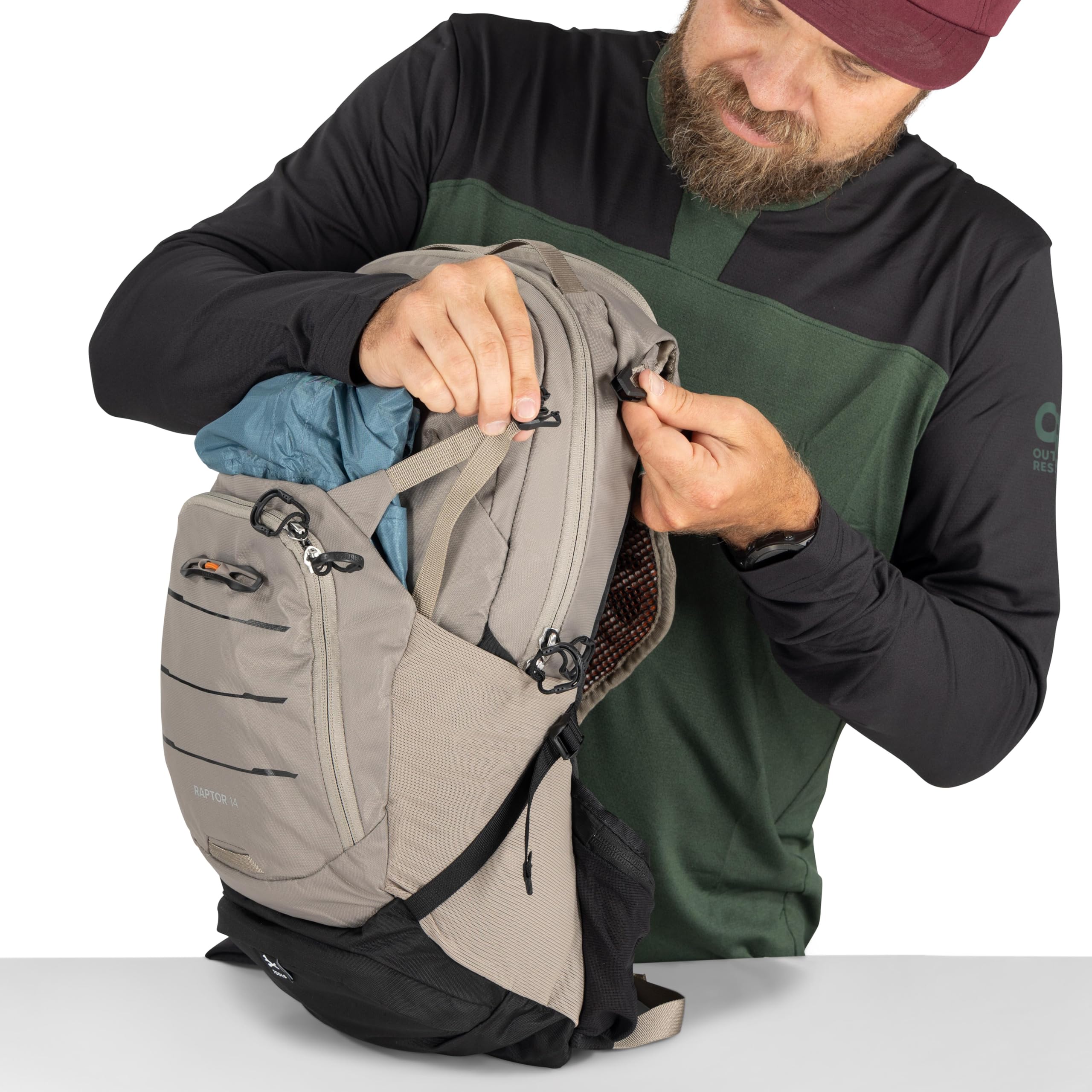Osprey Raptor 14L Sac à Dos VTT pour Homme avec réservoir hydraulique, Fronton Gris, Taille Unique, Sac à Dos VTT avec réservoir hydraulique