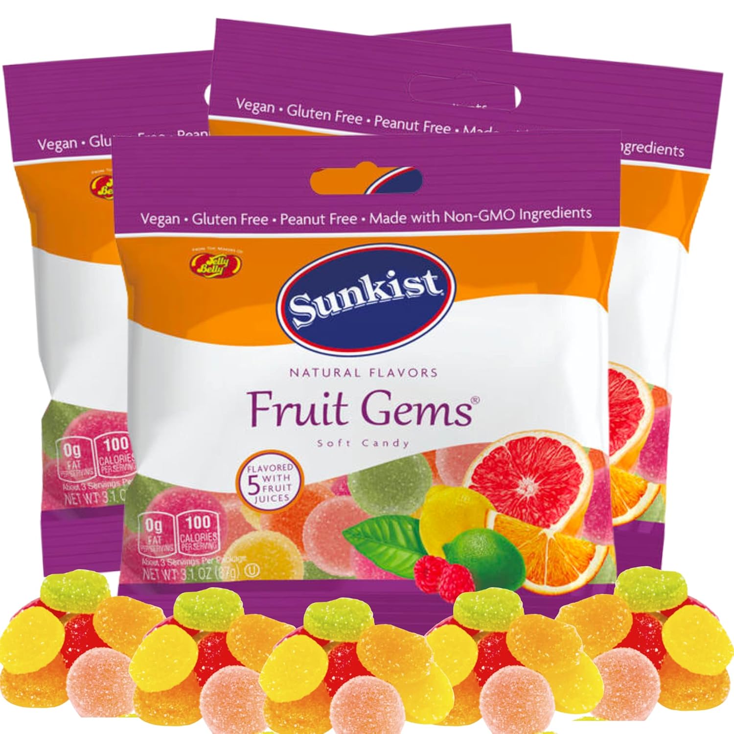 Sunkist Fruit Gems, Fruity Pectin Flavored Chewy Candies