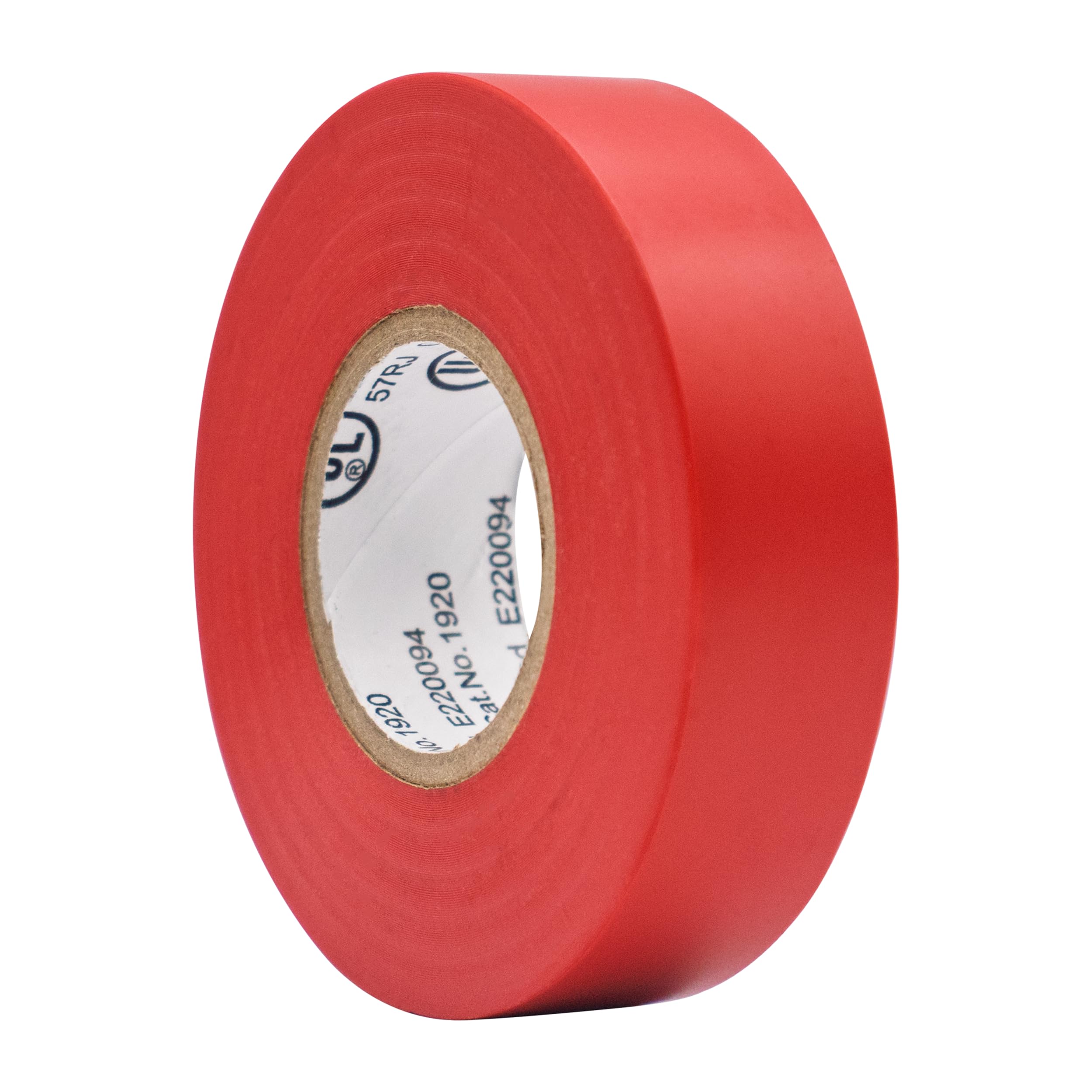 TradeGear Colored Electrical Tape - PVC General Purpose - Waterproof, Flame Retardant, Rubber Based Adhesive, UL Listed - Rated for Max. 600V and 80oC Use – 60’ x 3/4" x 0.07" (1 Pk Red)