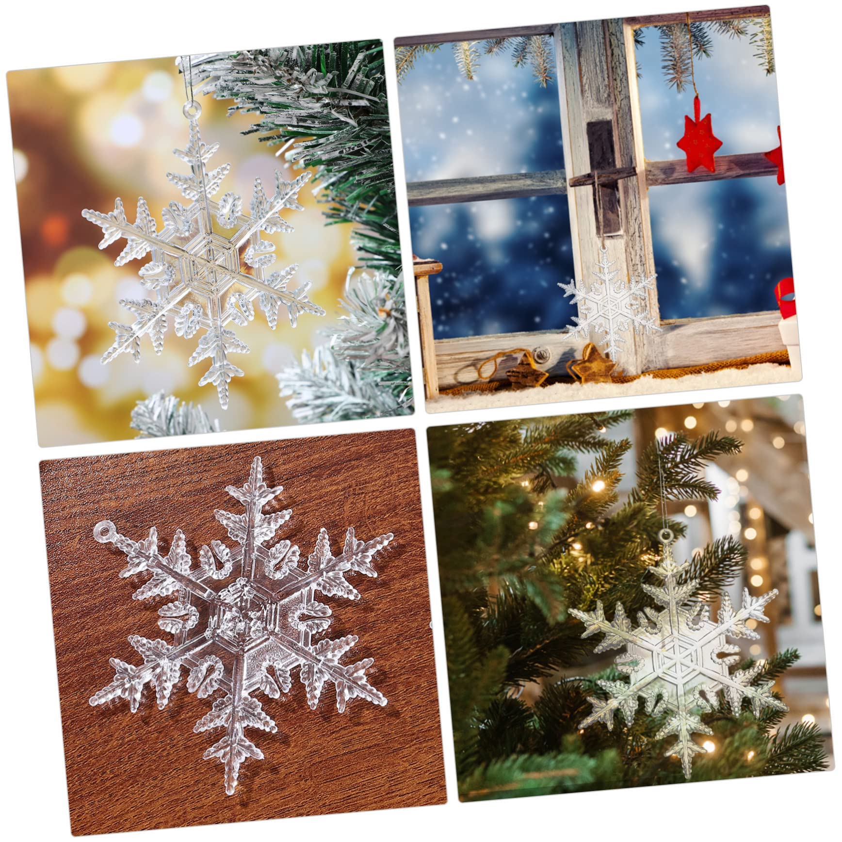 PRETYZOOM 54 STK Transparenter Schneeflocken-anhänger Weihnachten Hängende Acryl-Schneeflocke Weiße Schneeflockenornamente Weihnachten Hängende Schneeflocken Winterschneeflockendekoration