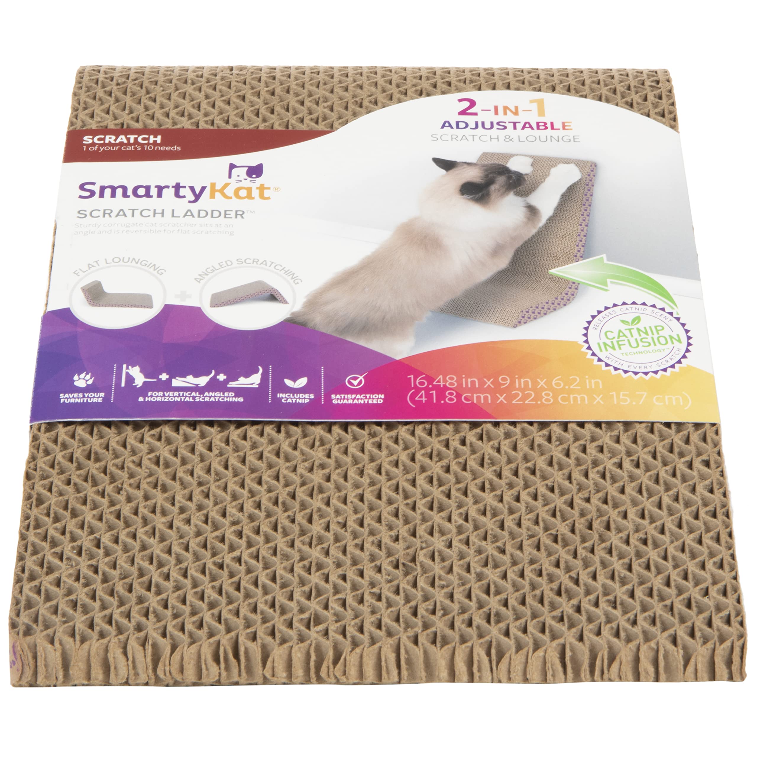 Smartykat Scratch Ladder Angled Corrugated Cat Scratcher Catnip