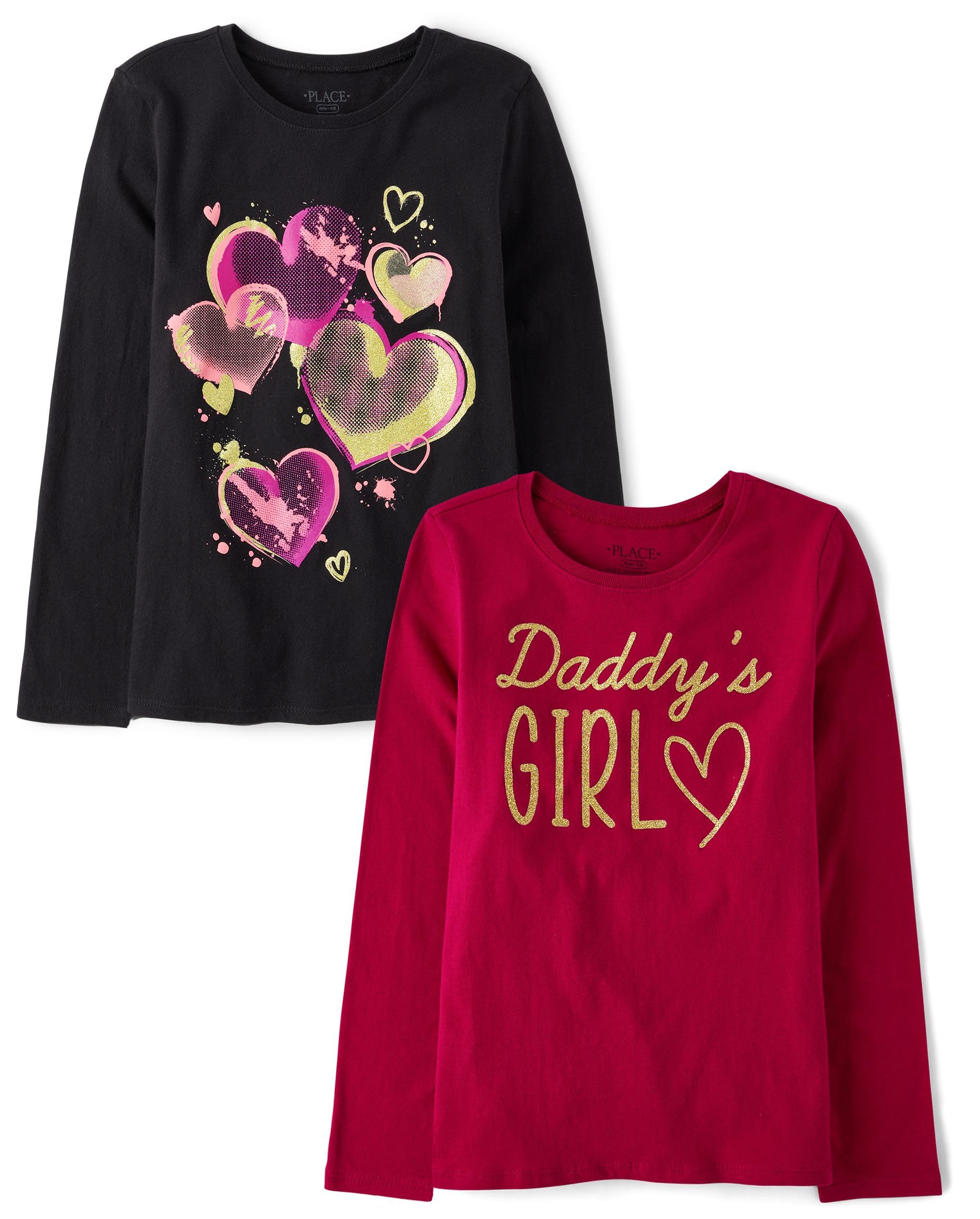 The Children's Place Girls Unicorns,Sports,Butterflies Long Sleeve Graphic T-Shirts,2 Pack