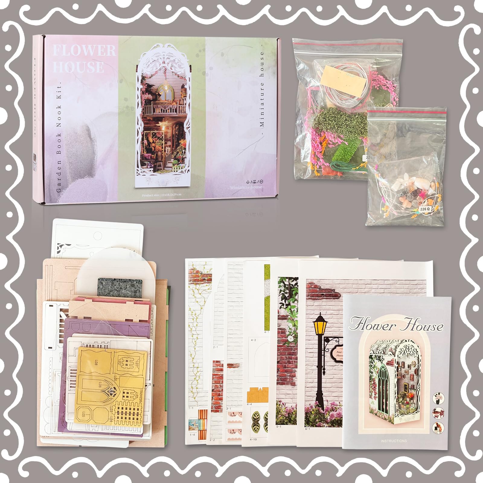 shrike Book Nook Casa Delle Bambole in Legno, Miniatura Fai Da Te, Modello di Casa Puzzle con Luci LED, Casa delle bambole fai da te in miniatura casa con custodia antipolvere