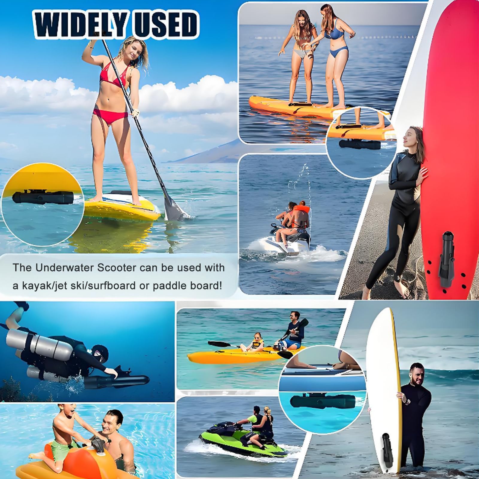 Patinete Submarino 2 En 1 + Tabla De Paddle Surf Premium con Control Remoto,Hélice Subacuática De 500 W con Batería De 10 000 Mah,9 Marchas Ajustables,Bomba Inflable Y Bodyboard,NoScooter