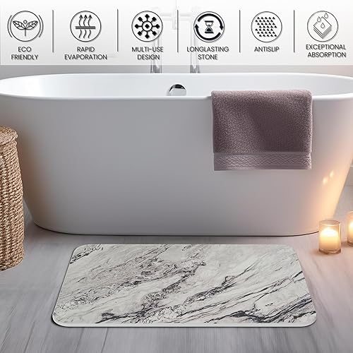 Miniatura 8 de Kivi Tapetes de baño de piedra para baño - Alfombra de baño de piedra para ducha - Alfombra de baño de secado rápido absorbente de piedra, alfombra