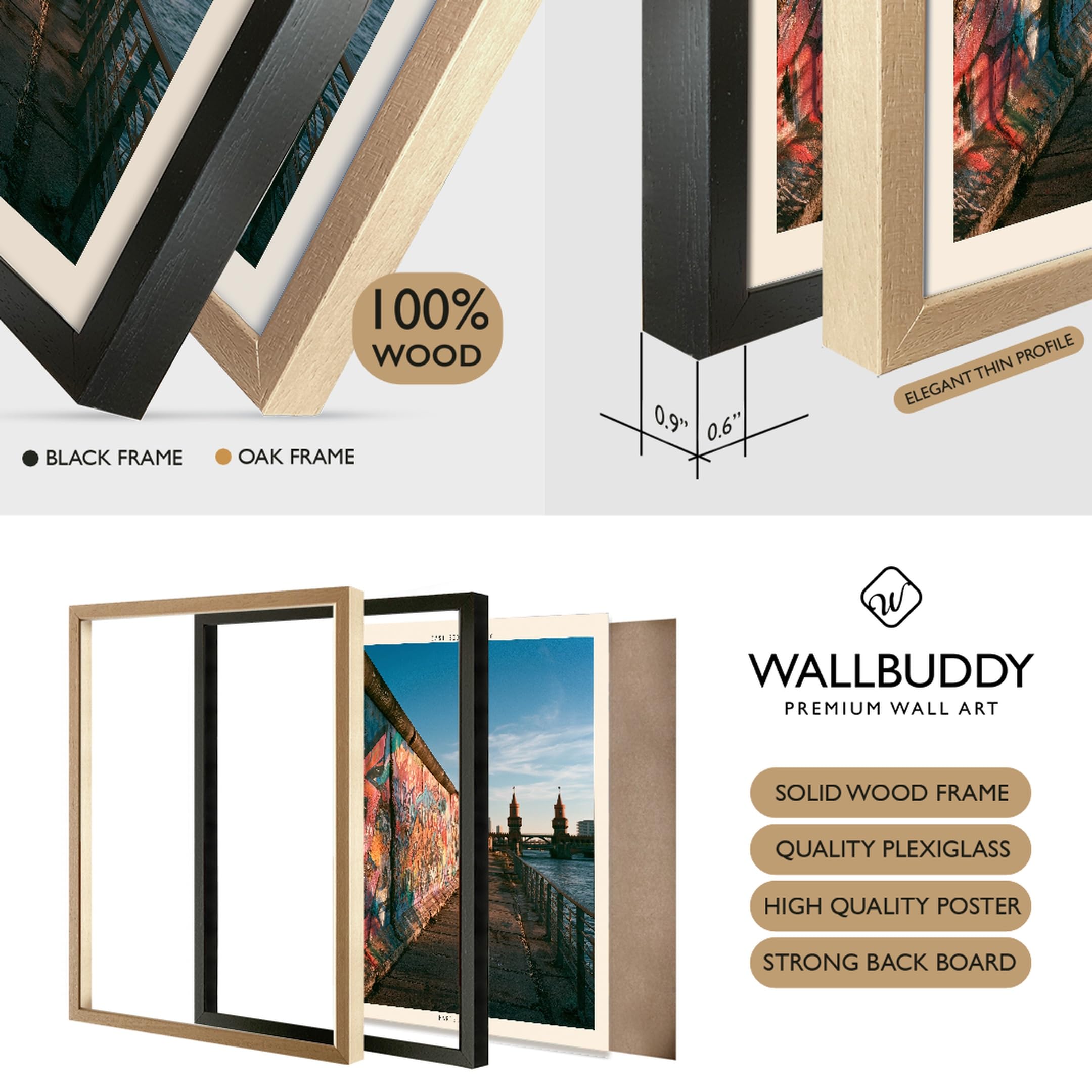 WallBUddy Graffiti Street Wall Art Print | Ur (30 x 40 cm, Schwarz gerahmt)