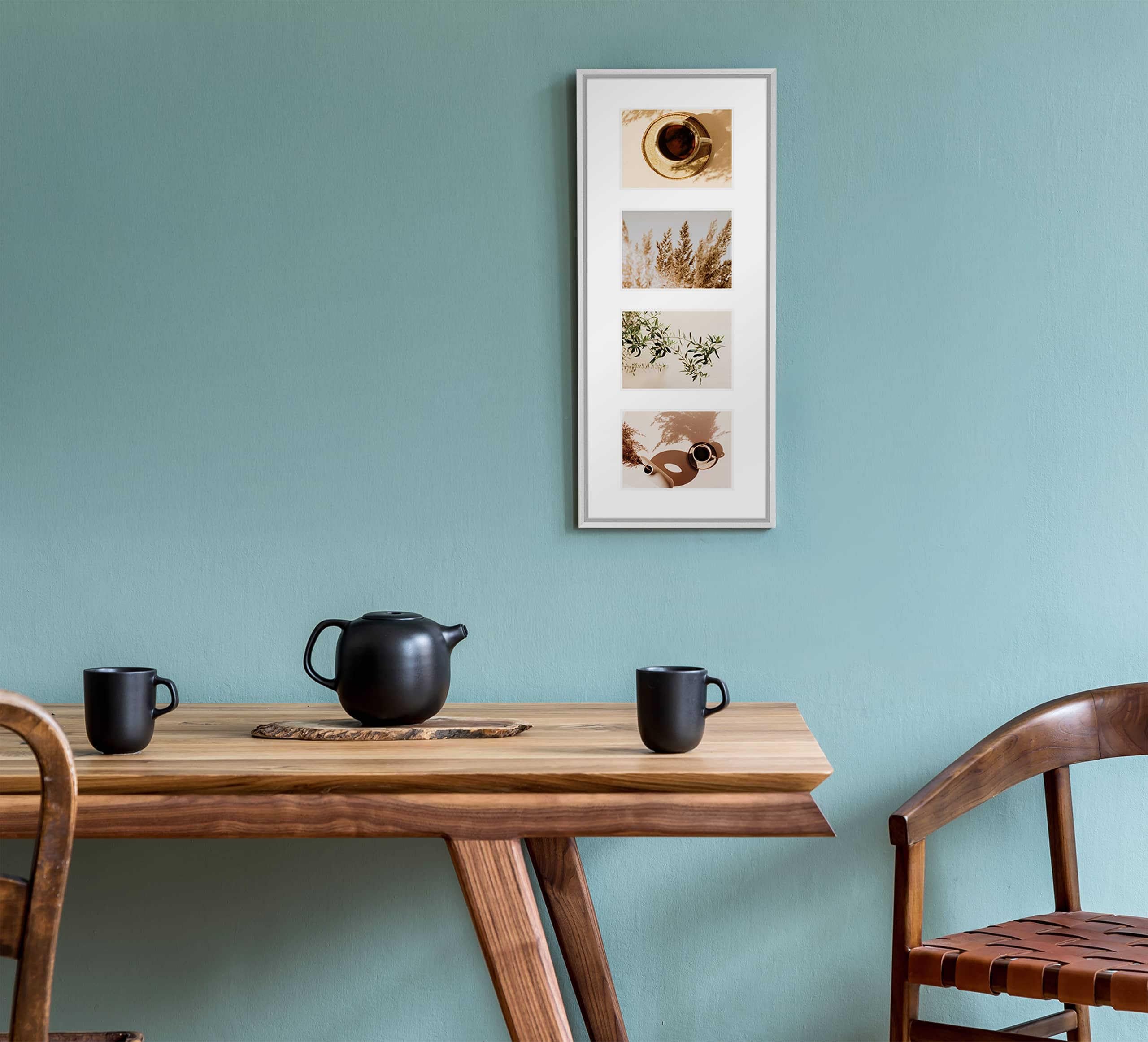 nielsen Collagerahmen mit Passepartout, 30x74 cm - 4x 13x18 cm, Aluminium, Schwarz matt, Collage mit 4 Bildern zum Aufhängen im Hoch- & Querformat, Echtglas, Gallery Junior
