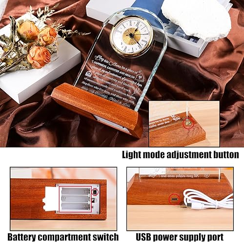 Miniatura 5 de Reloj de cristal con base de madera LED