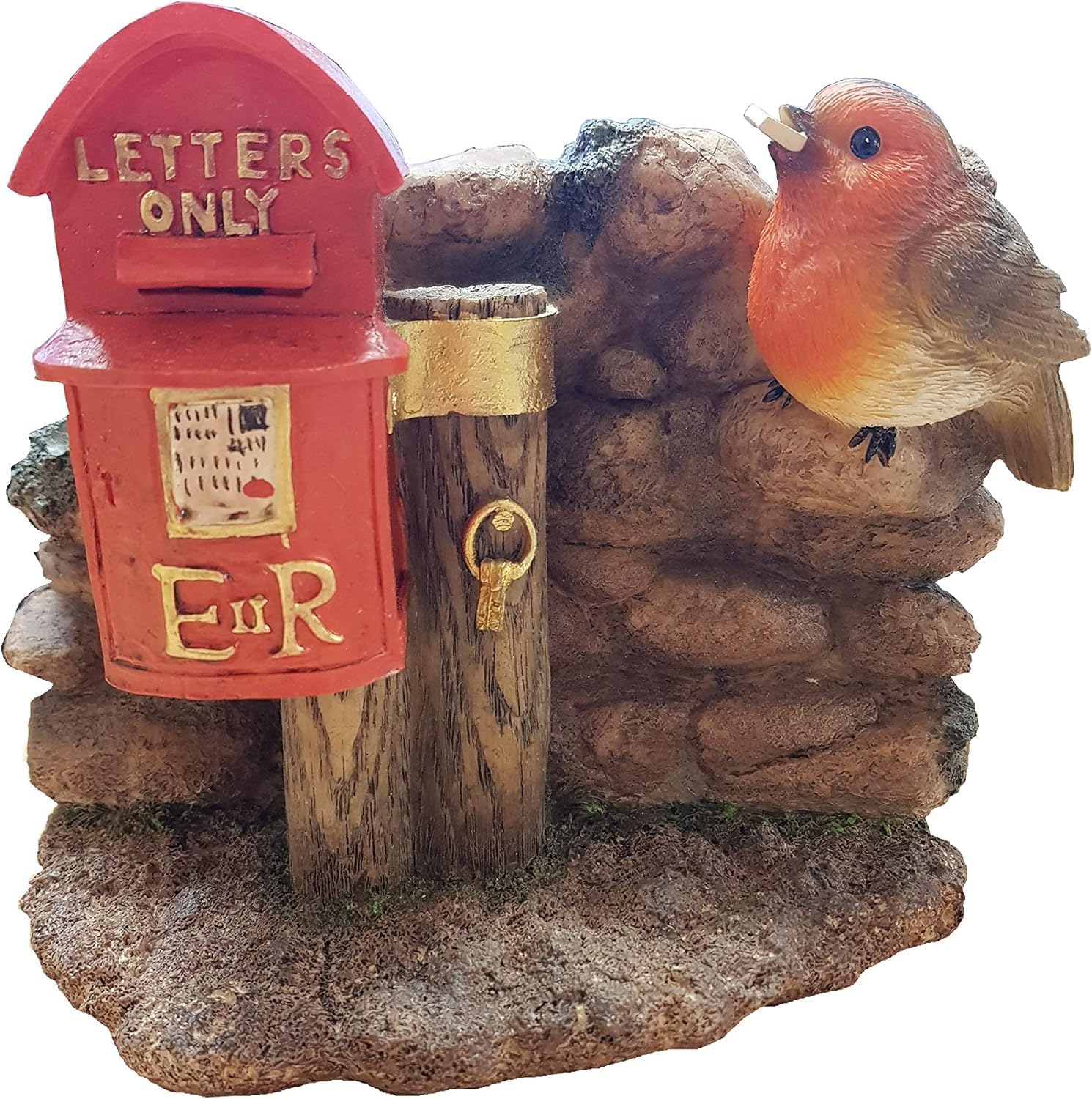 Vivid Arts Multicolor Robin On Postbox - Highly Detailed Frost Resistant Resin - Home Or Garden Ornament - Bg-Rb01-F