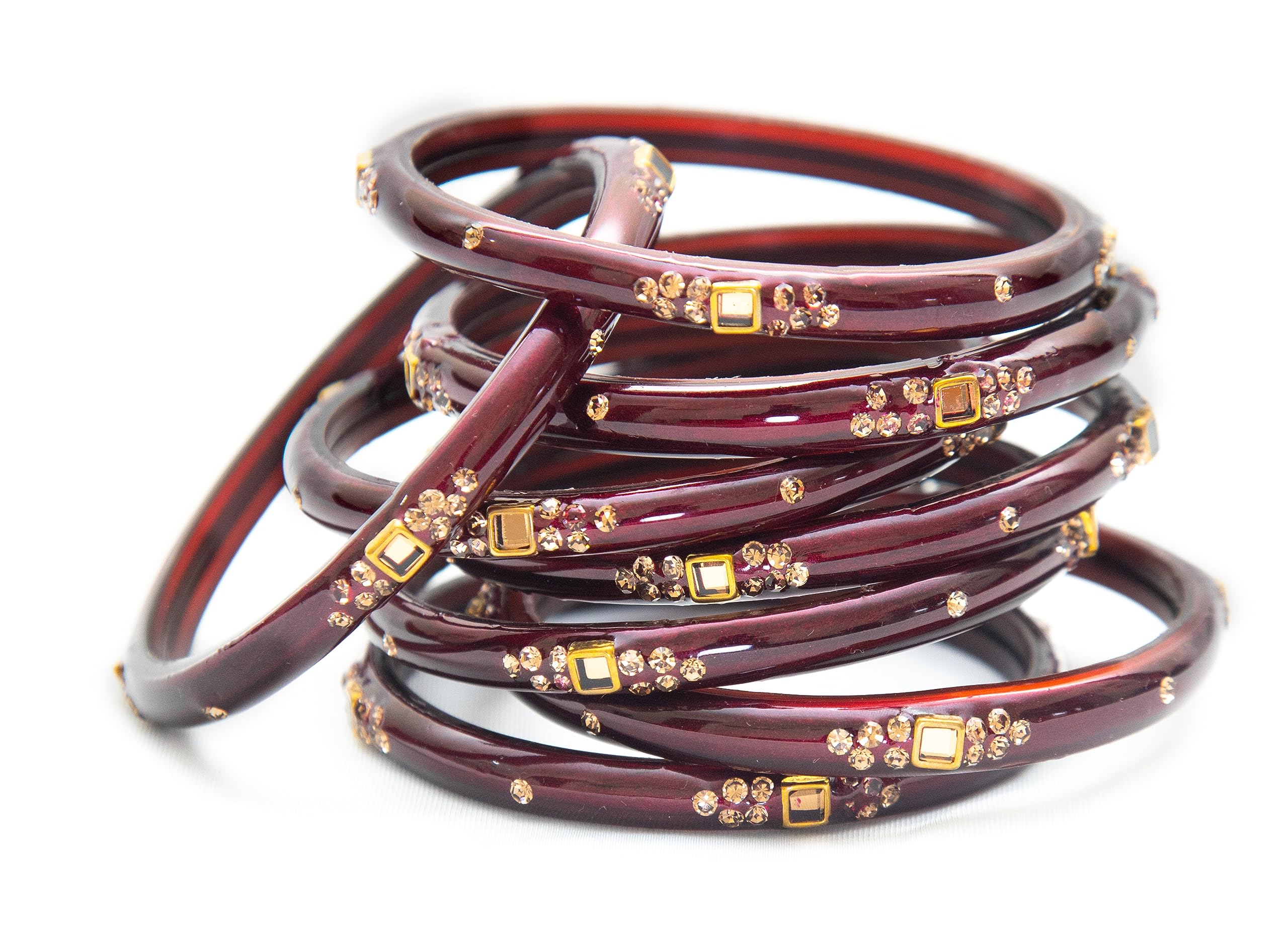 Swara CreationsTraditional Glass Kada Bangles Set for women & girls Glossy Bangles Gemstone stone work Red Green Yellow Pink multicolor glass Kade