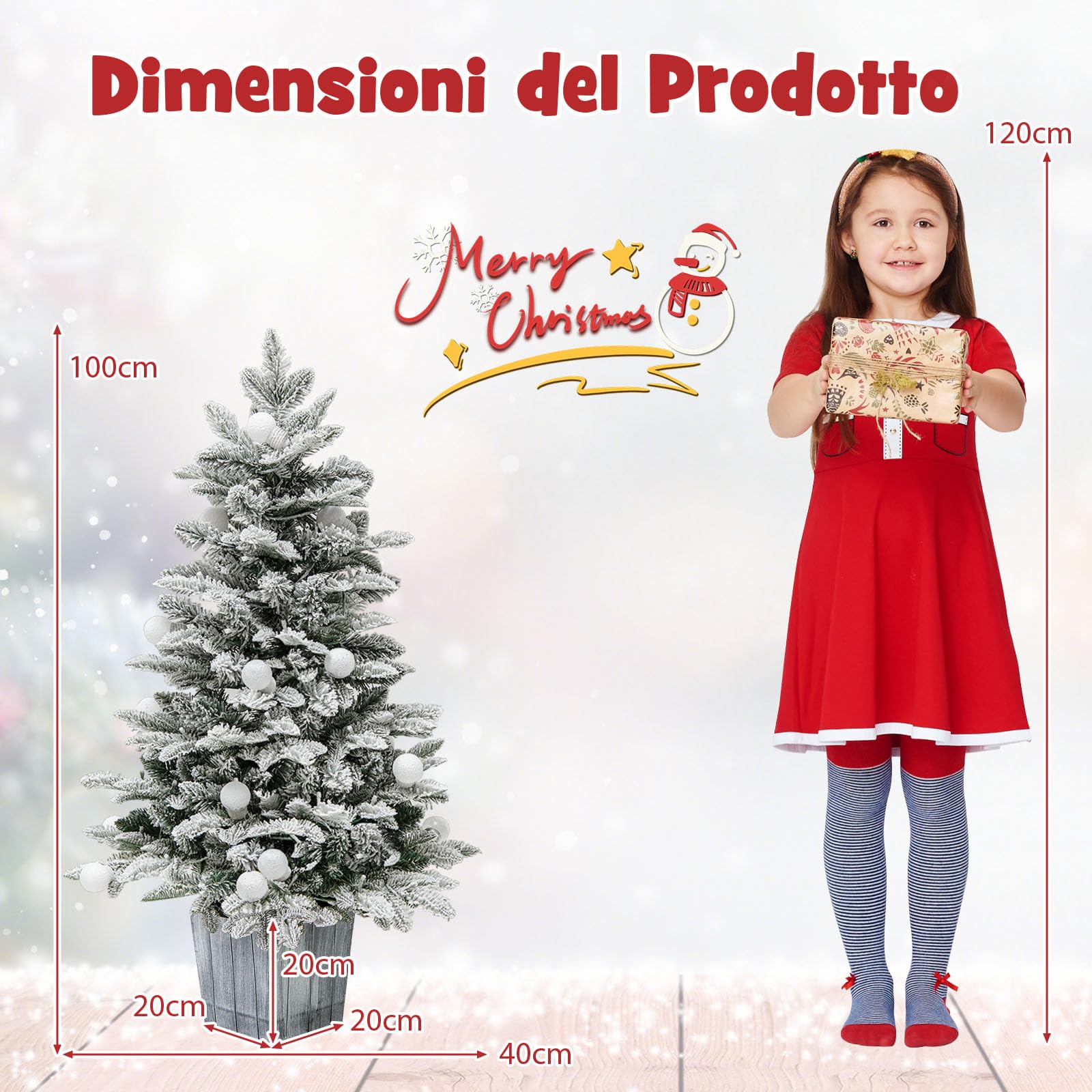 COSTWAY Mini Albero di Natale 48/60/100 cm, Albero di Natale Piccolo da Tavolo con Vaso e Rami Realistici, Decorazione Natalizia per Casa, Ufficio e Negozio (100 cm)