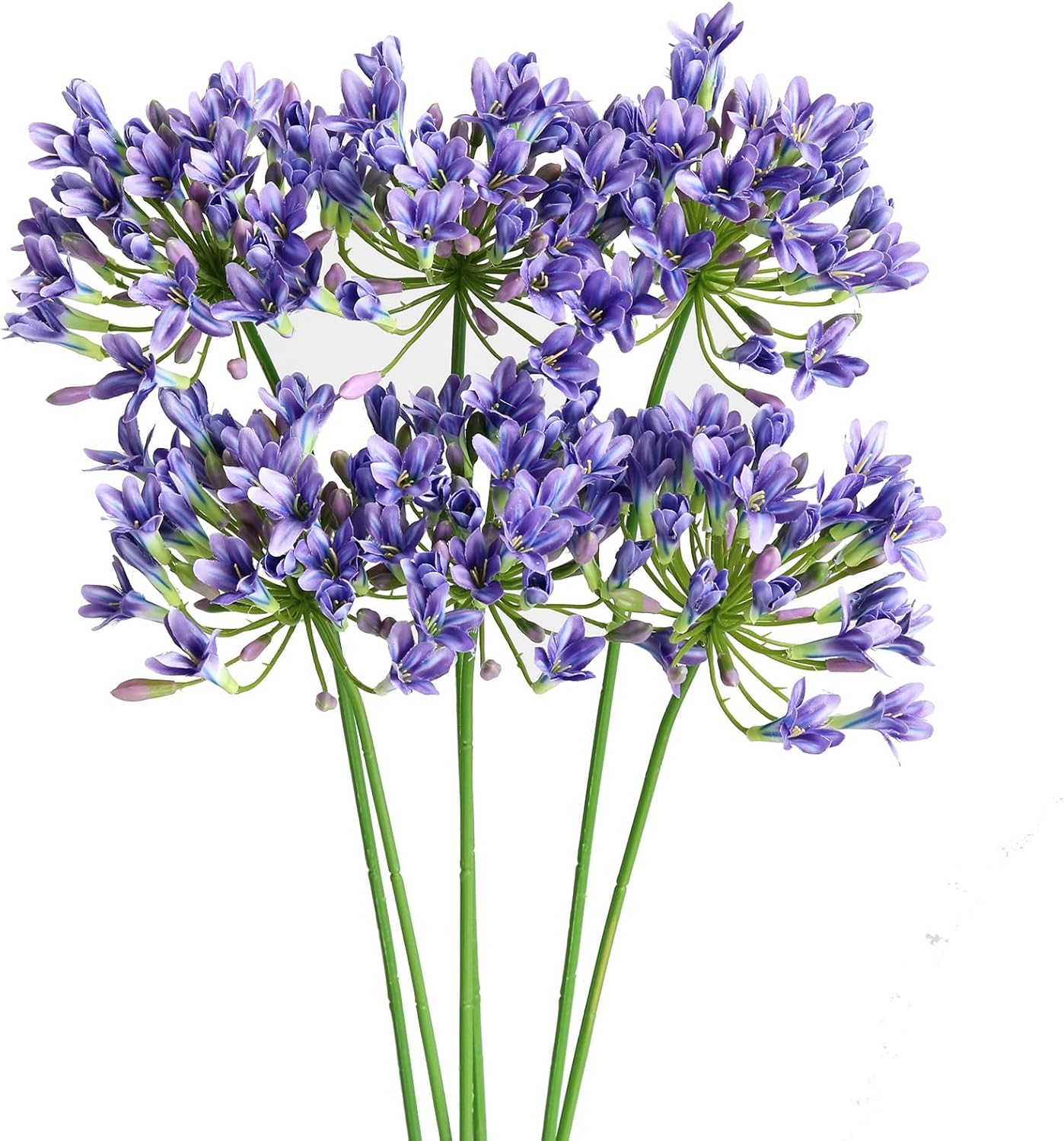 Htmeing 6PCS Artificial Agapanthus Flowers Long Stems Silk Lily Flowers for Home Hotel Flower Arrangement Party Decor (White Purple)