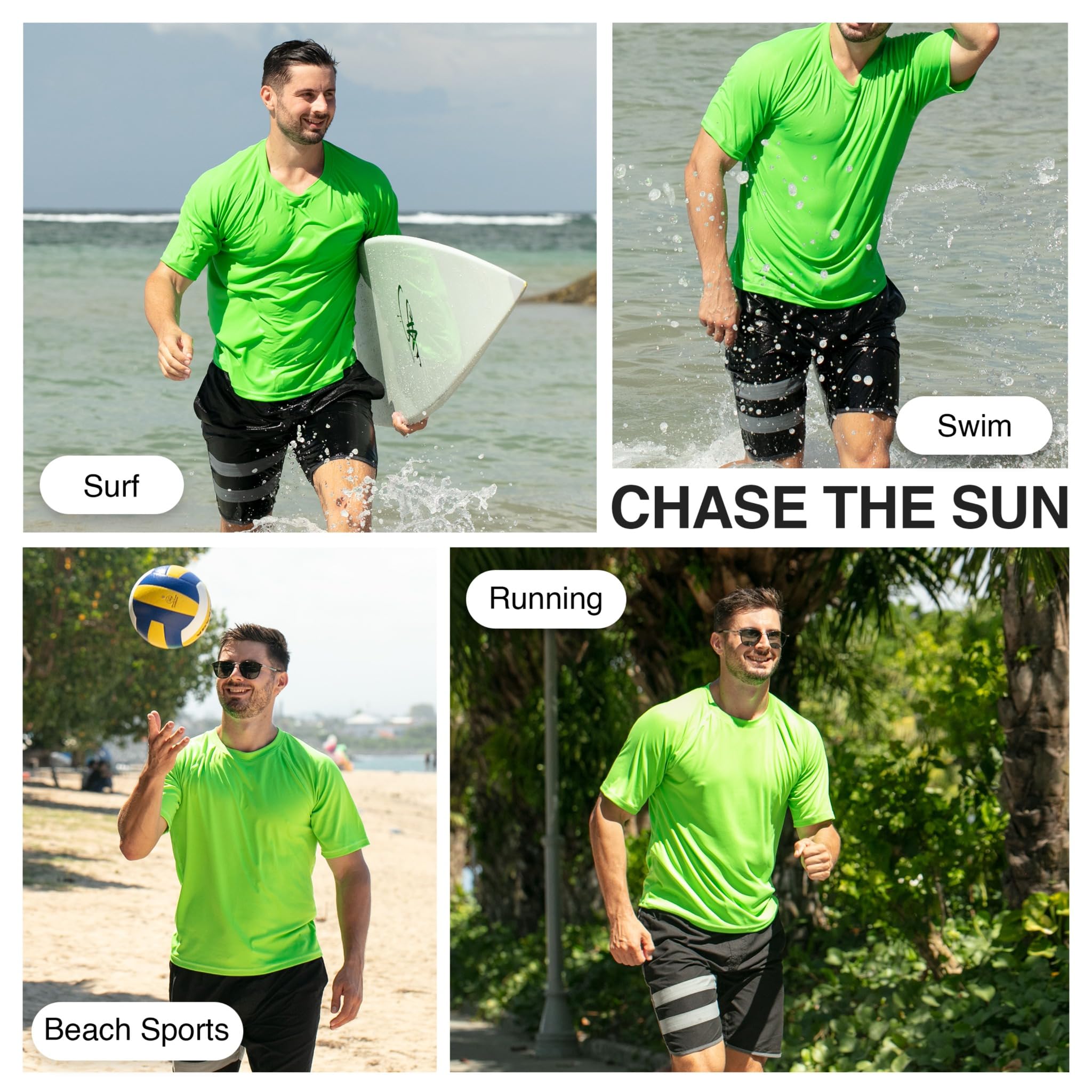 Kanu Surf Camiseta de natación para Hombre con Mangas Cortas, UPF 50+, Tela de Secado rápido