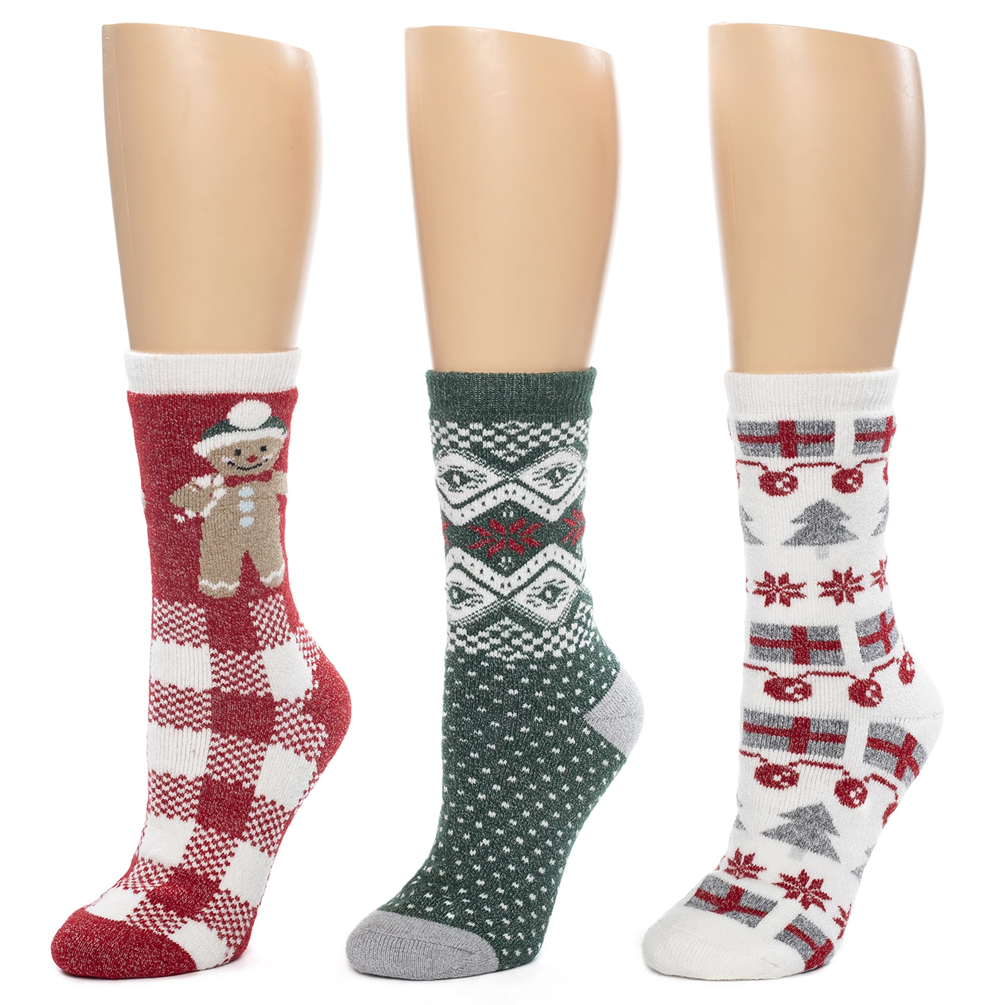 Cuddl DudsWomen Warm Winter Holiday Giftable Christmas Super Soft Multi Pair Pack Lounge Socks