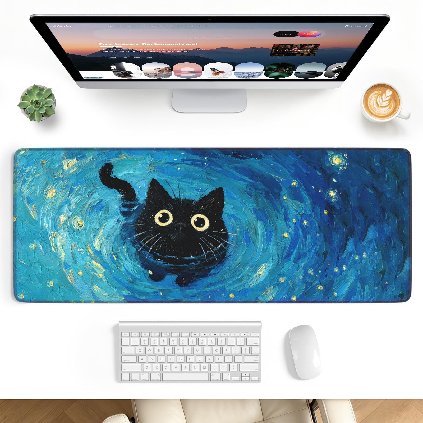 Stanploe Gaming Mouse Pad, Extended Desk Mat, Stitched Edges, Non-Slip Base