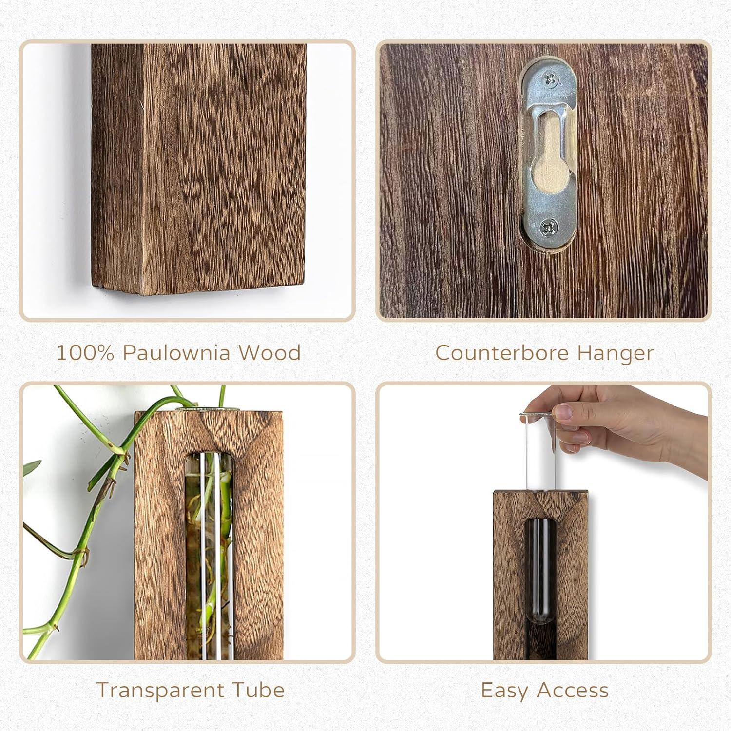 Wall Hanging Glass Planter Tubes - Propagation Station for Indoor Plants Hydroponic Plant Cuttings - Planters Gifts for Mom Wife Women Friend - Image 4