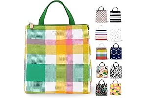 Cute Lunch Bag for Women with Spring Plaid Pattern