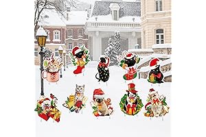 10Pcs Cat Christmas Yard Sign Xmas Outdoor Decorations
