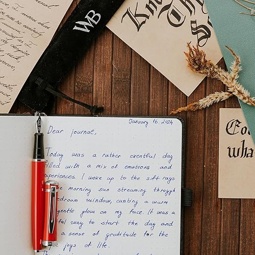 Miniatura 8 de Wordsworth & Black  Juego de pluma estilográfica, punta mediana, incluye paquete de 24 cartuchos de tinta, convertidor de recarga de tinta y bolsa