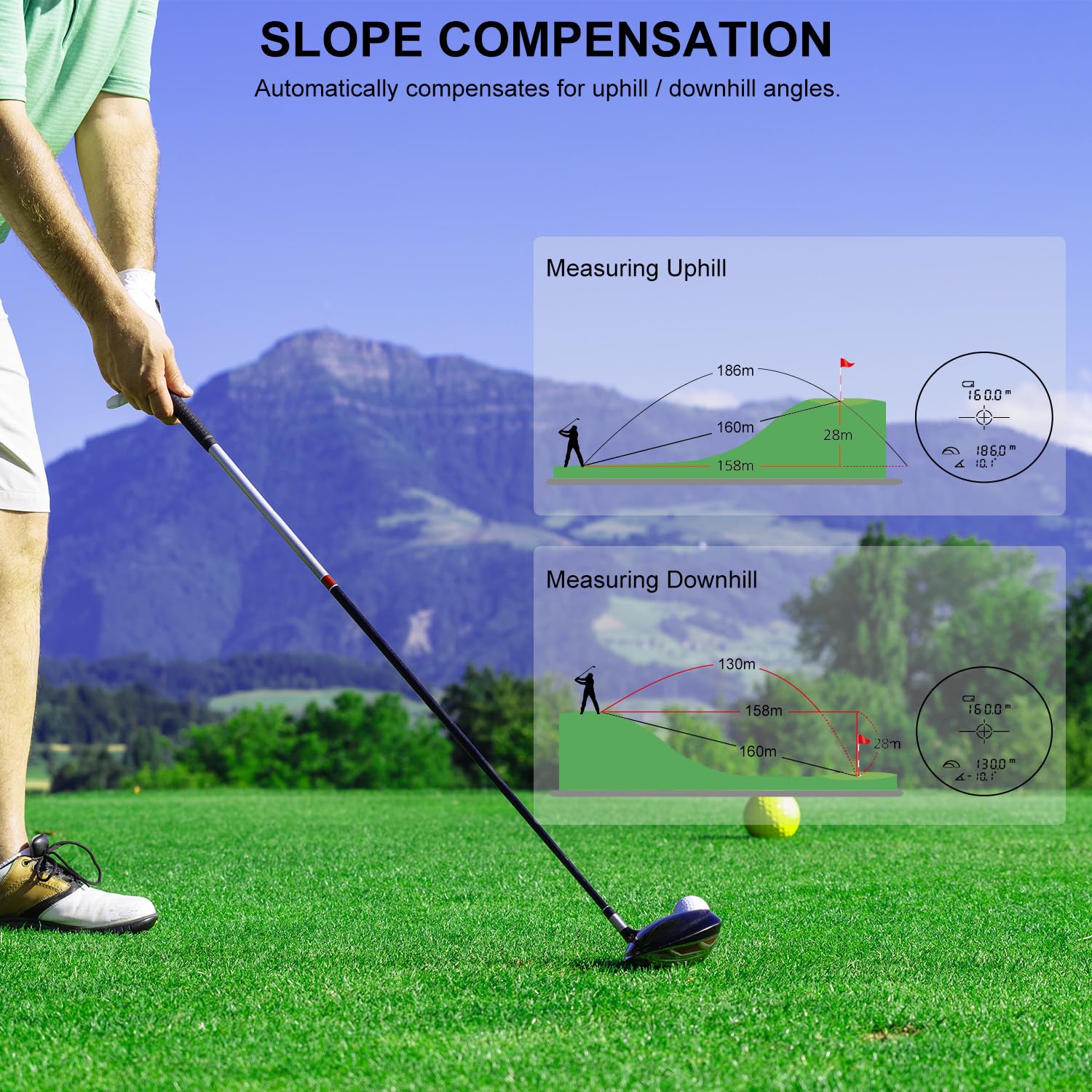 HANMATEK GR1200 Golf-Entfernungsmesser mit Neigungsmessung,Flaggen-Lock-Funktion und Vibrationsalarm,6,5-fache Vergrößerung,Reichweite 1200 Yards,Wiederaufladbarer Akku für Männer und Frauen