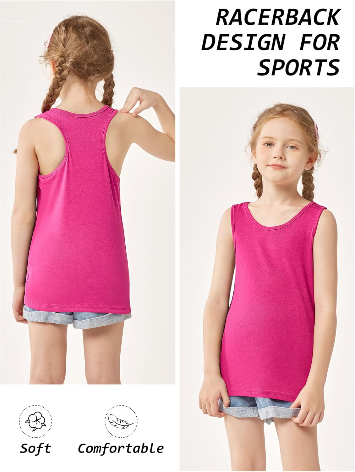 Cooraby 5 Pieces Girls Dance Tank Tops Toddler Racerback Sleeveless Top Girl Undershirts for Ballet Gymnastics 2T-16Years - Image 7