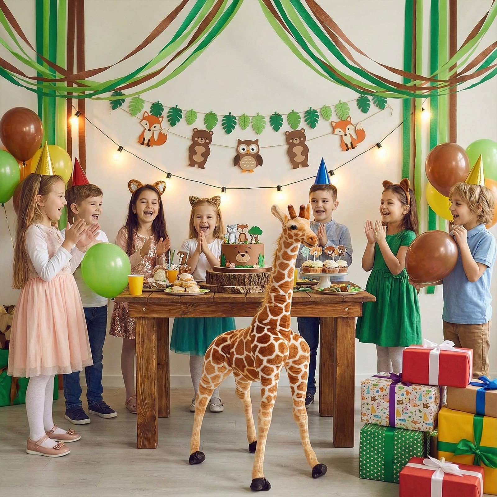 Meooeck Giraffa gigante da 80 cm, grande peluche per bambini, realistica, per compleanno, decorazione per la casa