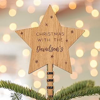 Christmas tree topper tree star family ornament | couples gift or family gift Christmas star ornament | wooden personalised star tree topper (Christmas with the \'surnames\')