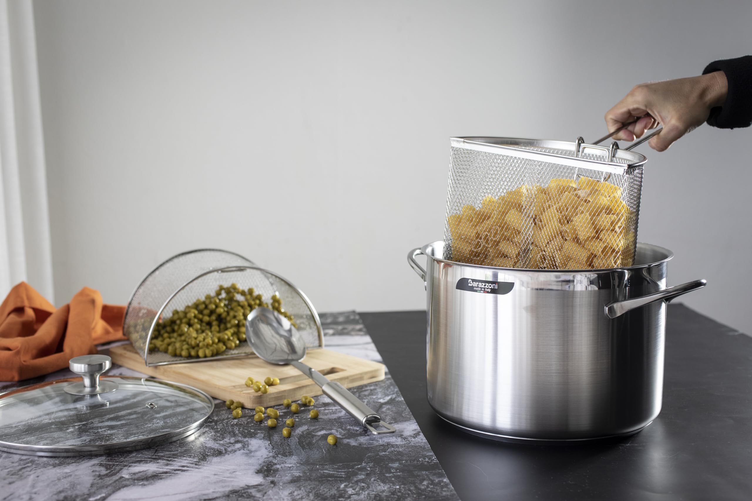 Barazzoni, Double panier pour spaghettière, acier inoxydable, Ø22 cm