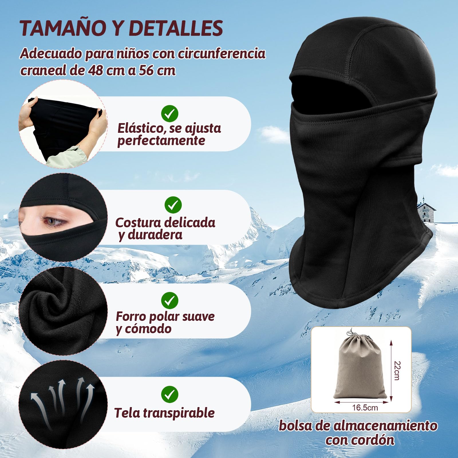ZOCONE Pasamontañas Niños Forro Polar Pasamontañas Térmico de Invierno Niñas Balaclava Invierno Moto Niños Máscara de Esquí Ciclismo Prueba de Viento Gorro Termico Multifunción