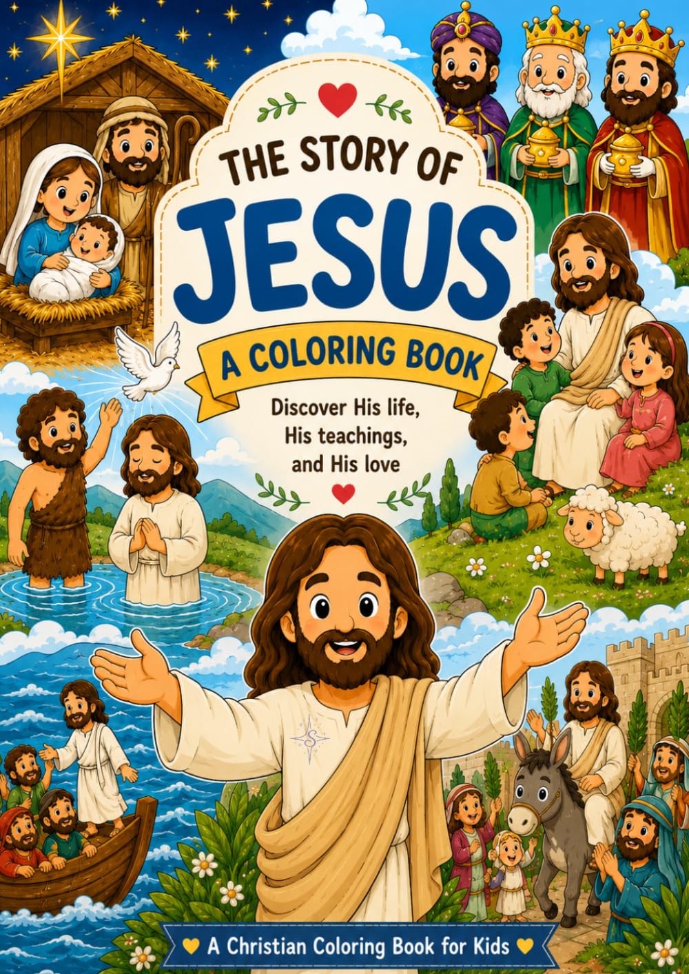 The Story of Jesus Coloring Book for Kids: Discover His Life, His Miracles, and His Love