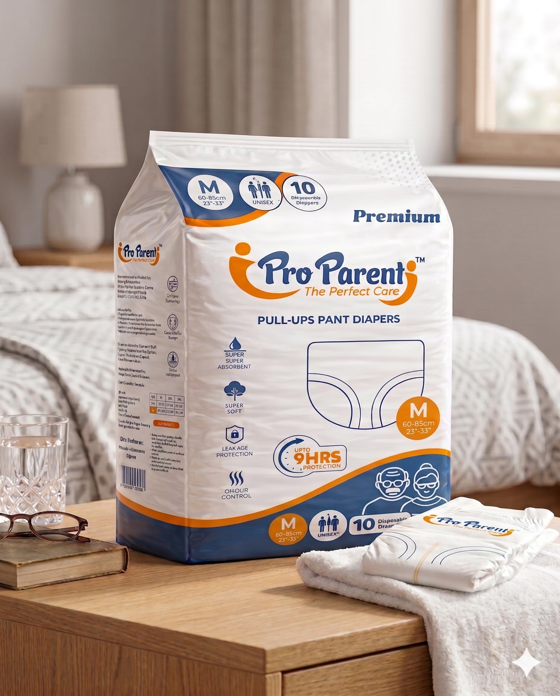 Classic Adult Pull-Up Diapers – Size M (60–85 cm / 23"–33") – Unisex Disposable Adult Pants with Leak Protection & Odour Control – Up to 9 Hours Protection (Pack of 10)-image-6
