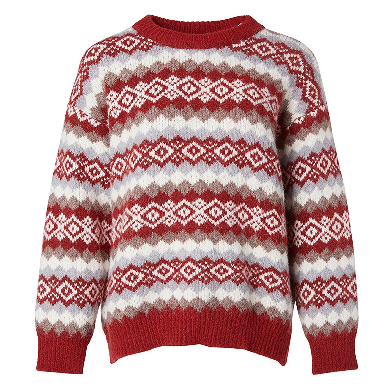 Maglione lavorato a maglia natalizia per le donne girocollo Coor Block inverno autunno maglioni comodi a maniche lunghe Plus Size maglione grafico carino tunica top