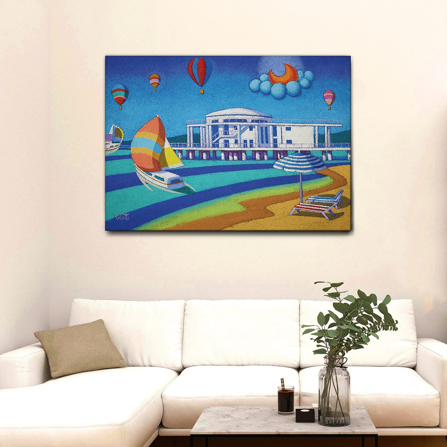 Giallobus - Quadro - Stefano Calisti - Una Rotonda sul mare - Senigallia - Tela canvas - 140x100 - Pronto da appendere - Quadri moderni per la casa