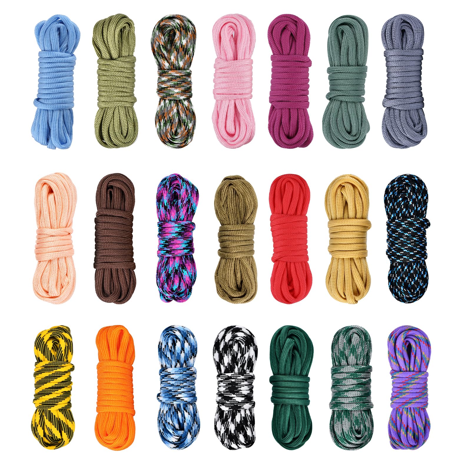 Paracord 550 Paracord-Bastelset zur Herstellung von Armbändern, Hundehalsbändern, Schlüsselband, Multifunktions-Fallschirmschnur-Kombination (A, 21 Farben)