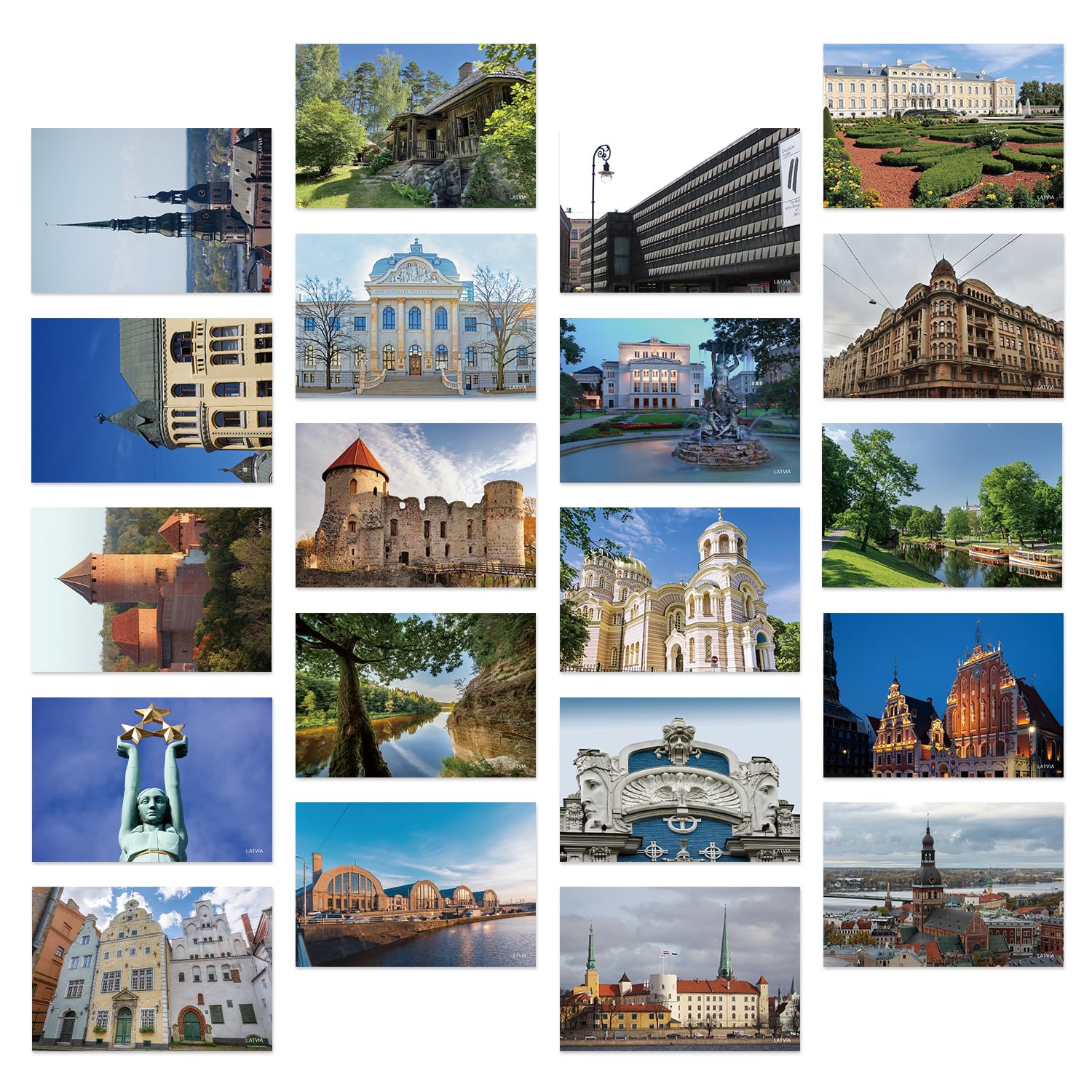 Dear Mapper latvia Vintage Landscape Postcards Pack 20pc/Set Postcards from Around the World Greeting Cards for Business World Travel Postcard for
