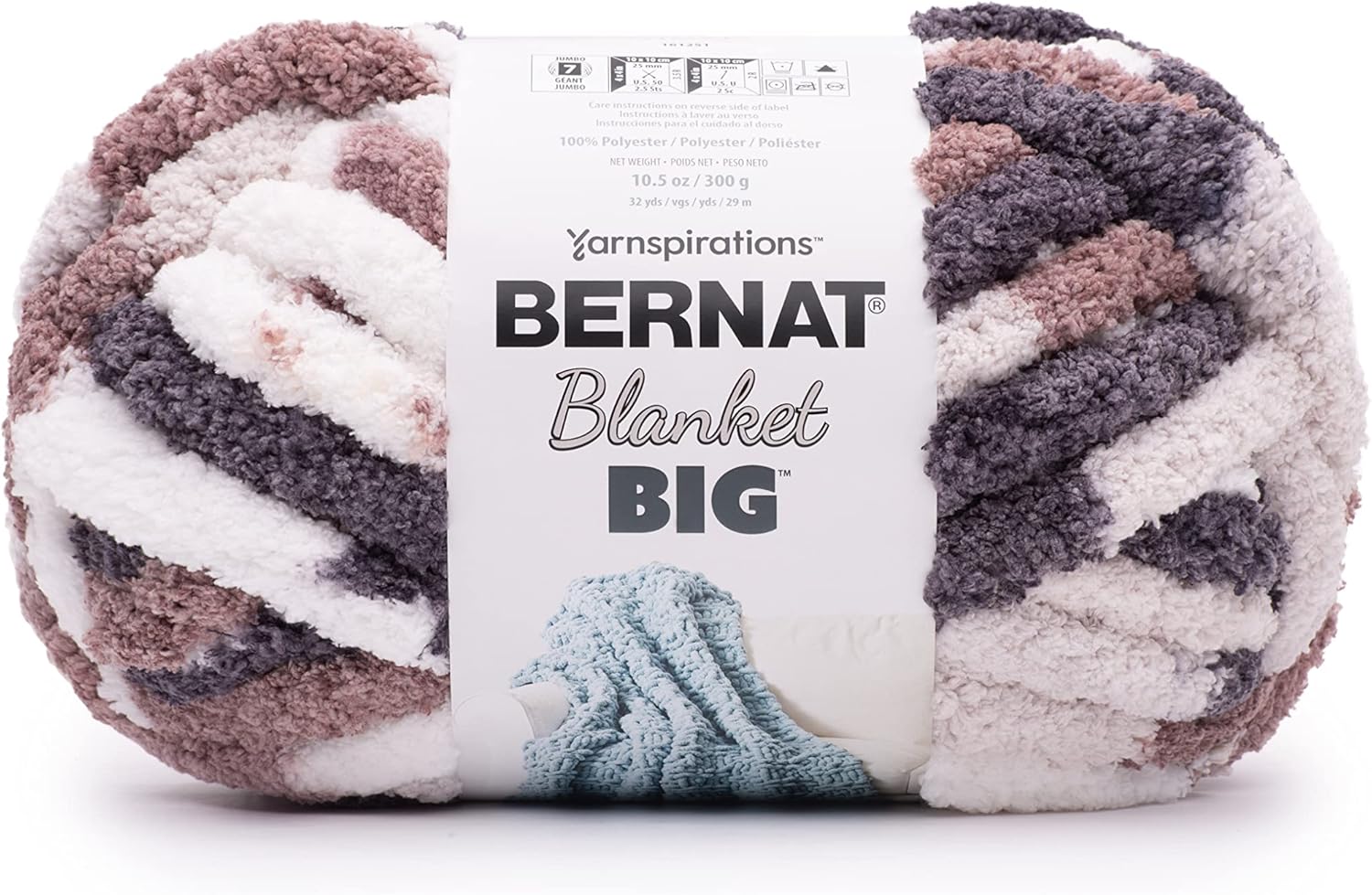 BERNAT Blanket 'Big', Mottled Taupe, 300g 300g Mottled Taupe