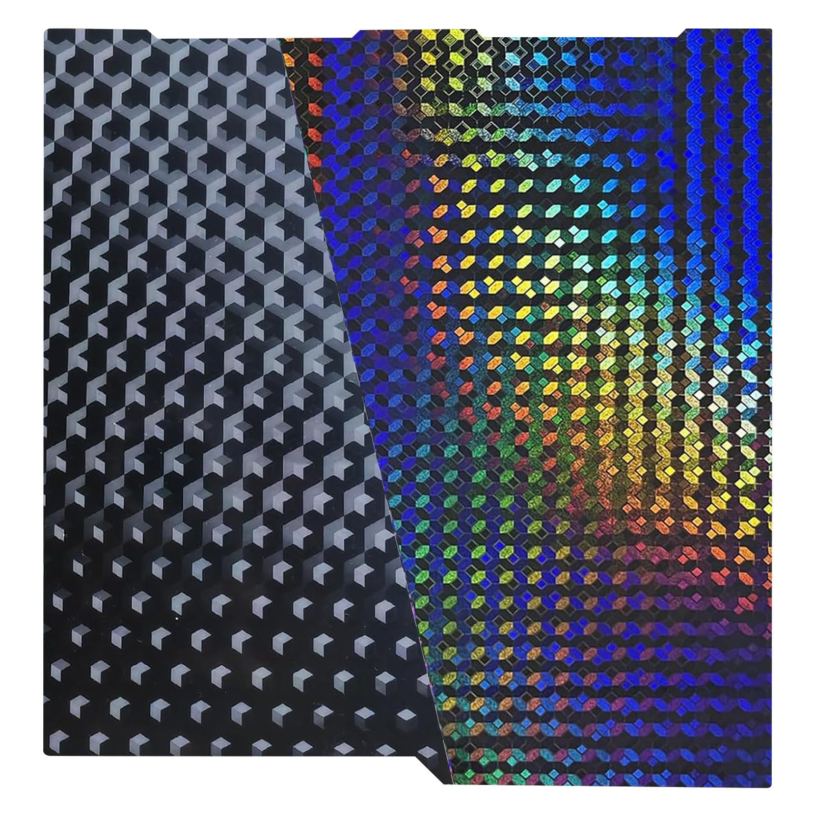 Kobra 3 Combo K3C H1H Build Plate, Smooth Multicolor Hexagon and 3D Rhombus Sticker Steel Plate, Transfer Patterns to 3D Printing Item, 256x268mm/ 10.07x10.55inchs Spring Flexiable Removable