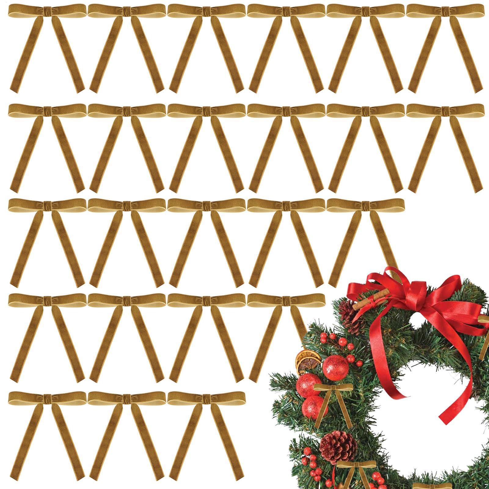 Lazos de terciopelo para árbol de Navidad con acabado premium para coronas de diseño