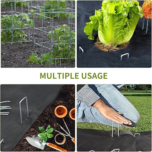 Miniatura 6 de Whonline 560 grapas de paisaje de 6 pulgadas, calibre 11, estacas de jardín galvanizadas de alta resistencia, estacas de riego por goteo para