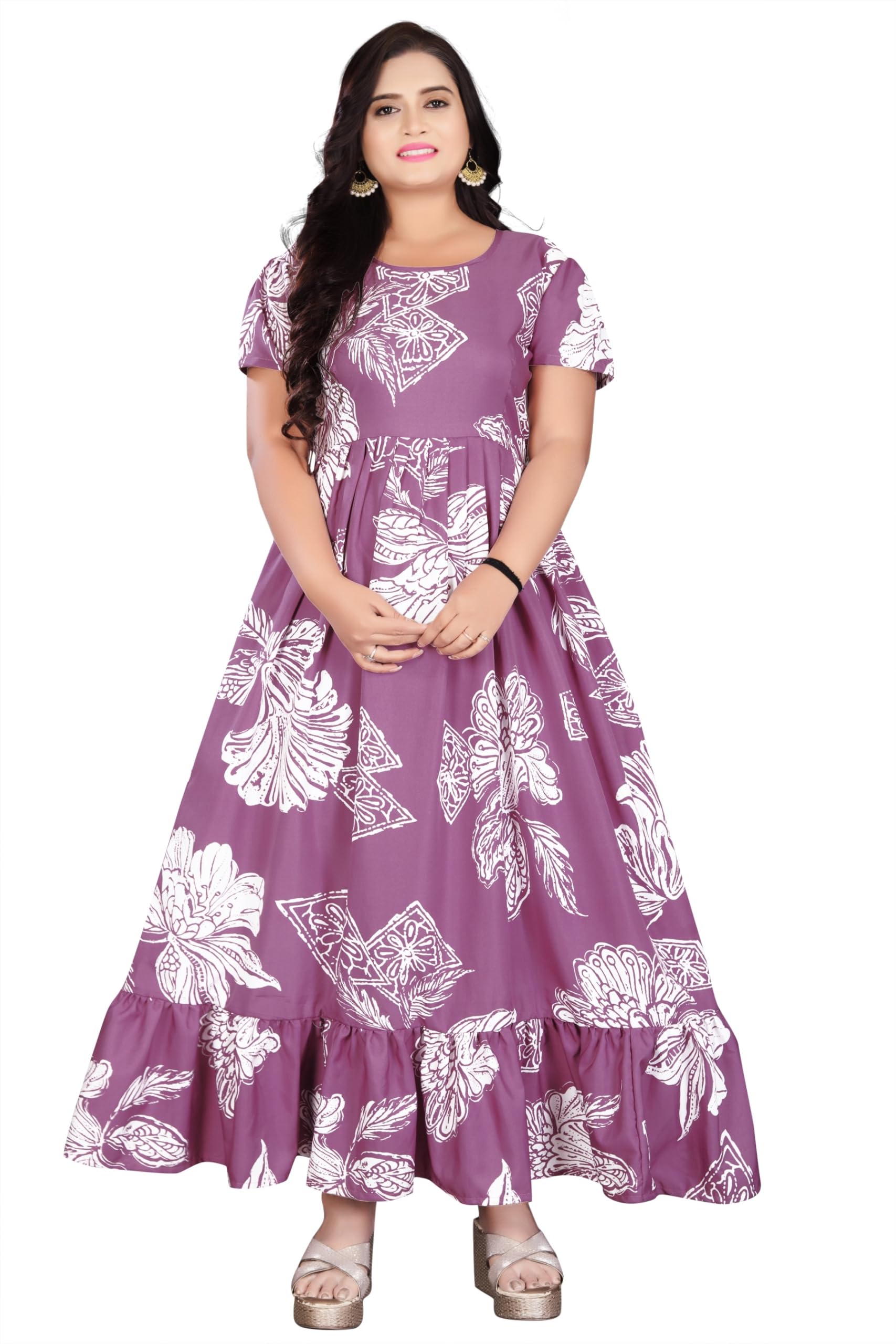 Stylish Floral Printed Long Gown for Women | Anarkali Ethnic Maxi Dresses-image-45