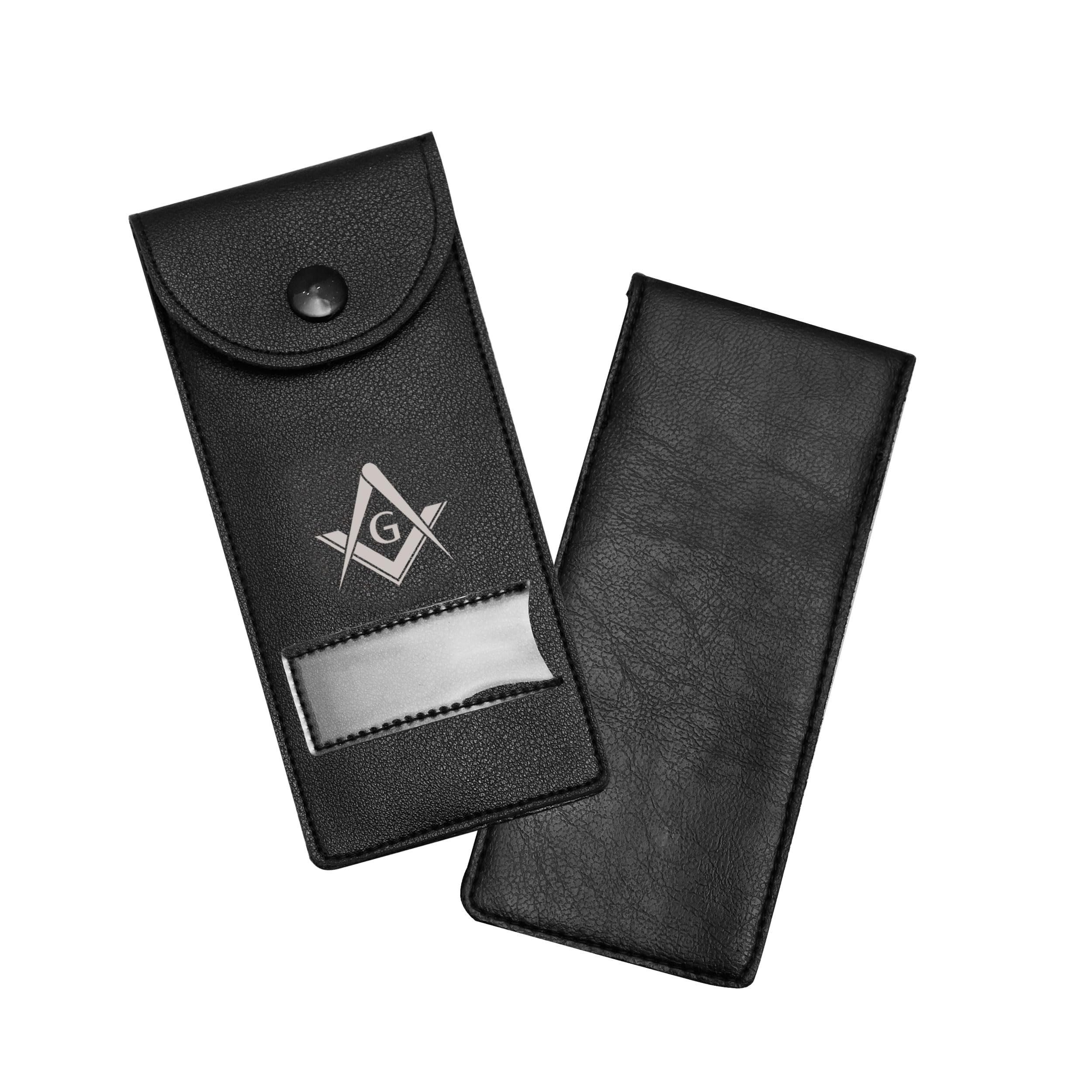 Masonic Regalia Pocket Jewel Holder Case Leather Carry Wallet with Soft Lining for Freemason Lodge Jewels, Pins & Badges - SCG Silver