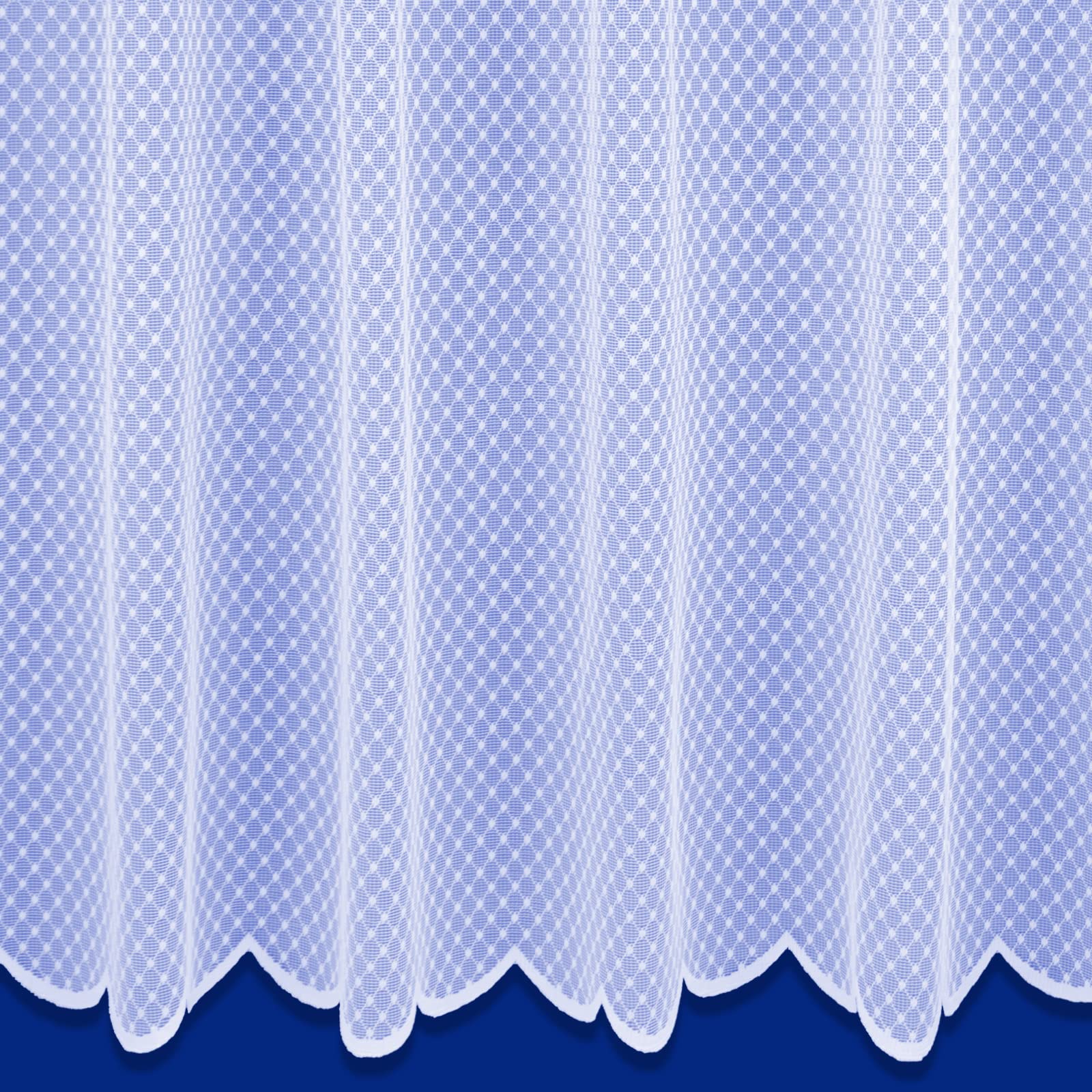 Honeycomb Lightweight White Net Curtain decorated from top to bottom with small dots - Sold By The Metre (Drop: 122cm (48"))