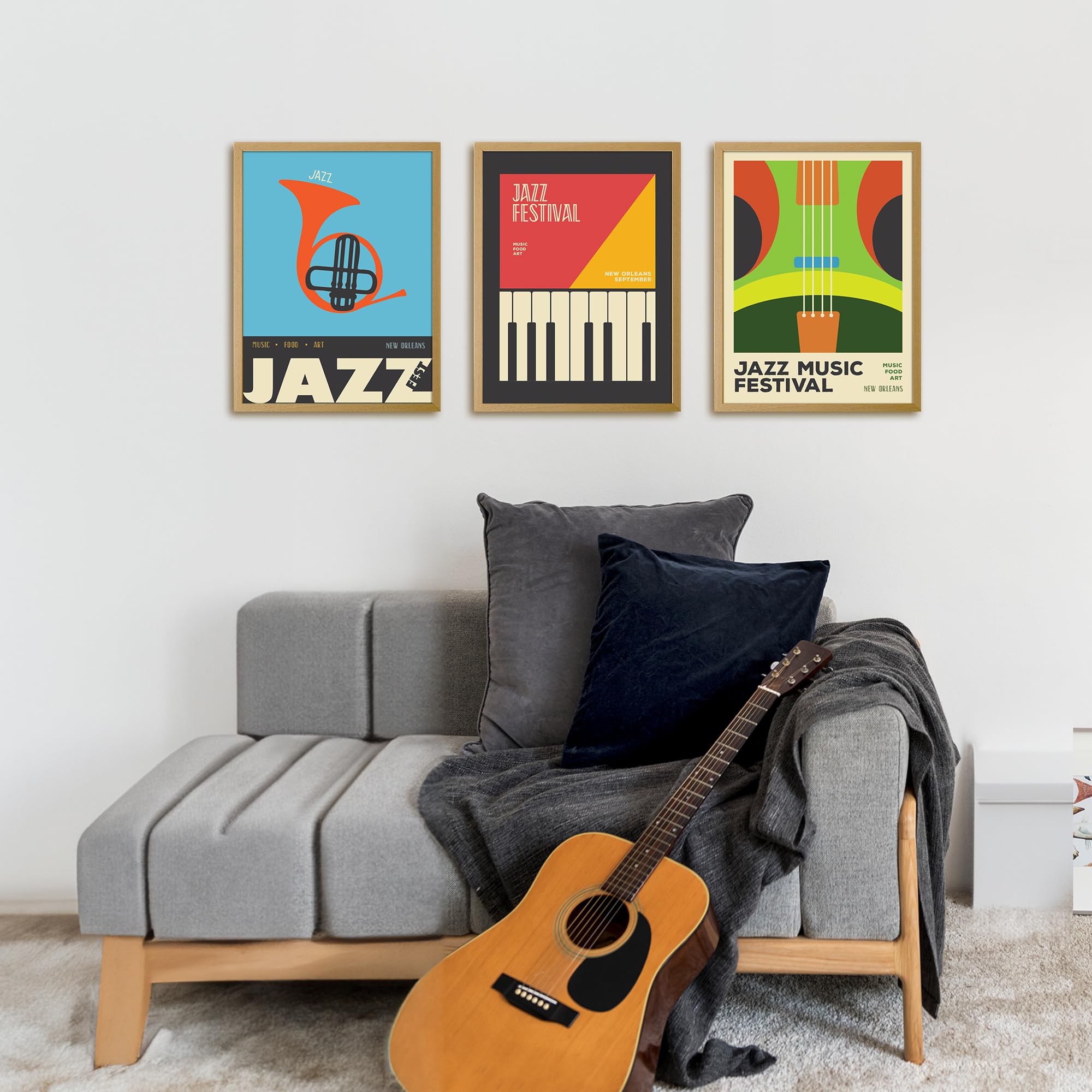 Amazon.com: Minimalist Style Music Prints of Piano Trumpet Singer