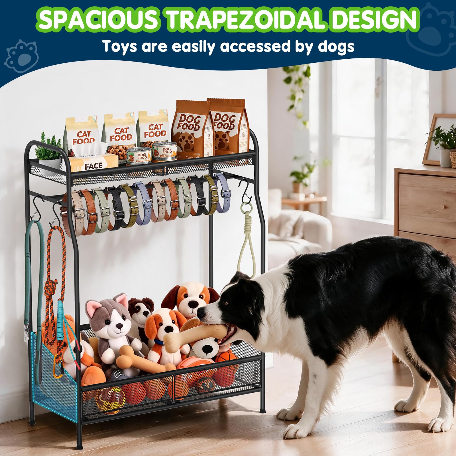 REFLYING Scaffale Organizer Cane in Metallo per Accessori Animali